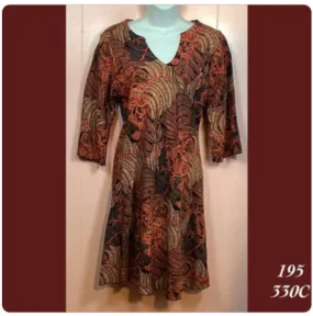 195X - 330C , Tunic dress with 3/4 sleeve plus size