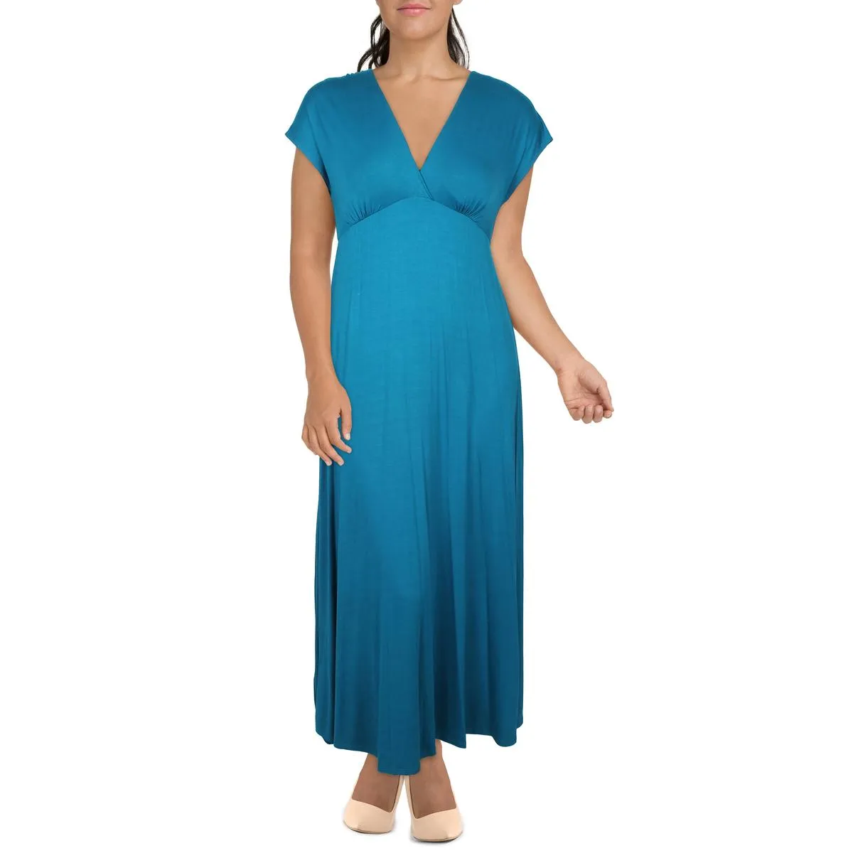 24seven Comfort Apparel Womens Poncho Sleeve Long Maxi Dress