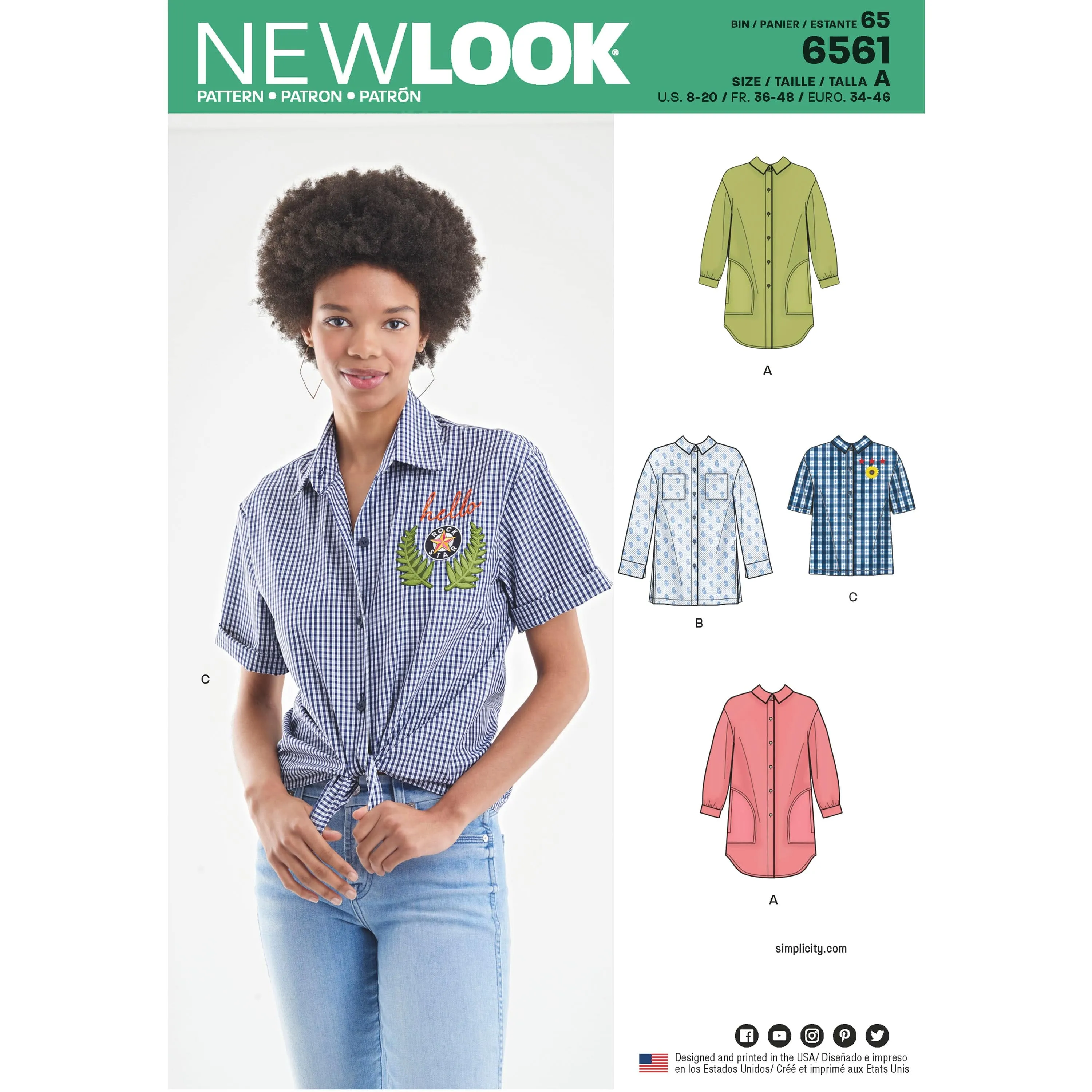 6561 New Look Pattern 6561 Women's Shirts in Three Lengths