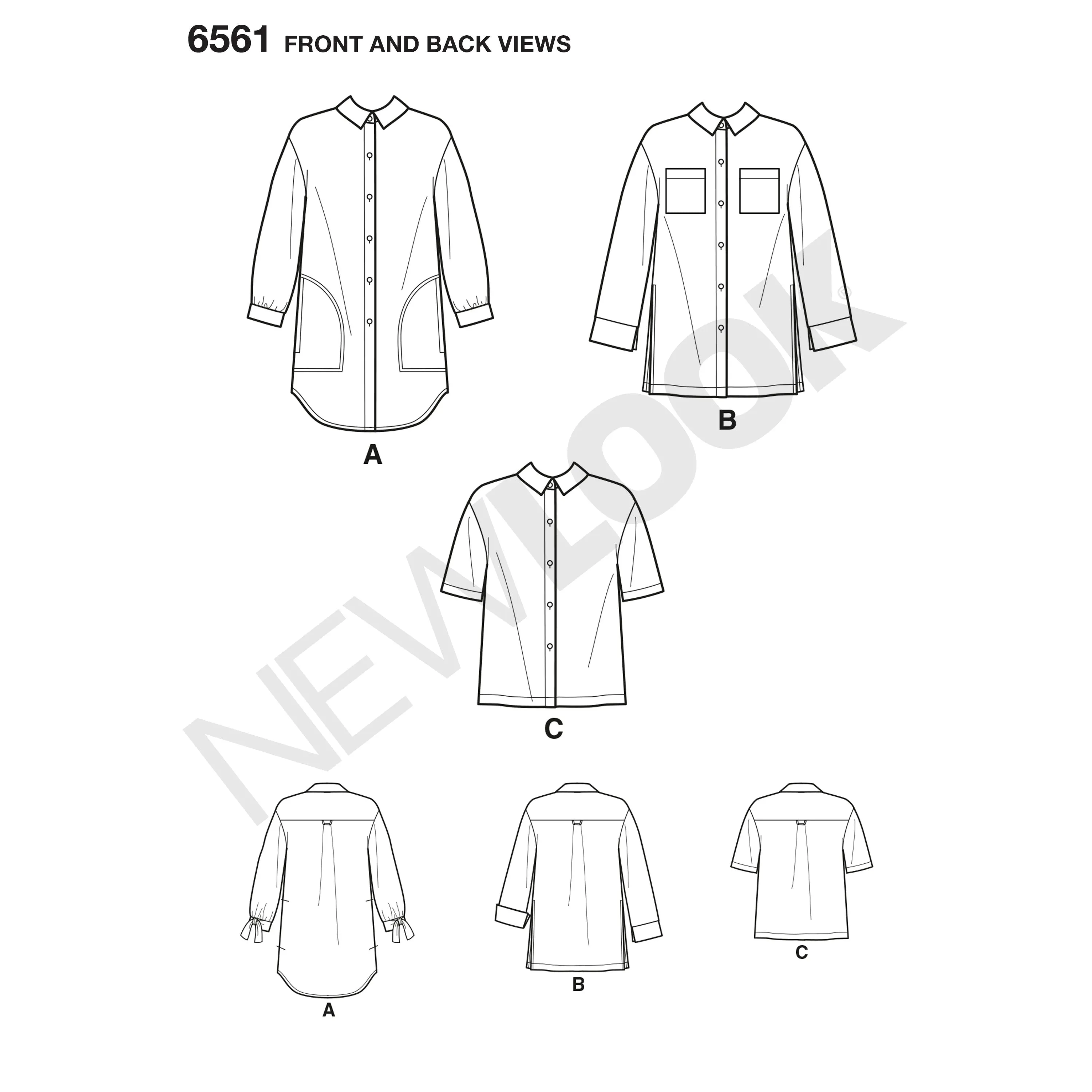 6561 New Look Pattern 6561 Women's Shirts in Three Lengths