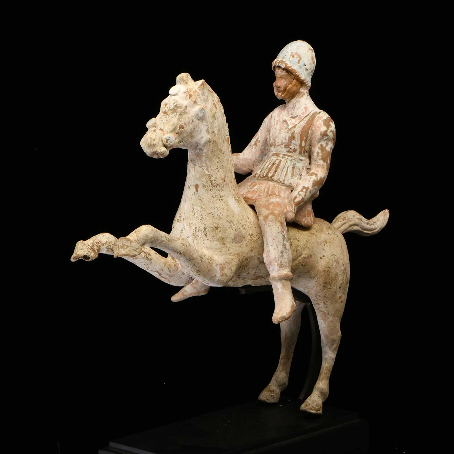 A Greek Terracotta Warrior on Horse, Canosa, circa 4th-3rd Century BCE