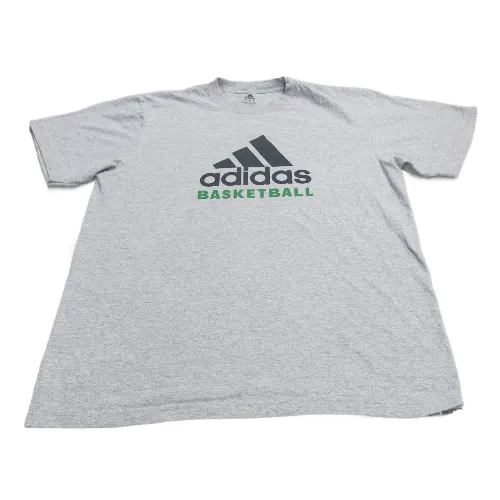 Adidas Men Baseball T Shirt Graphic Tee Short Sleeves Cotton Heather Gray Large