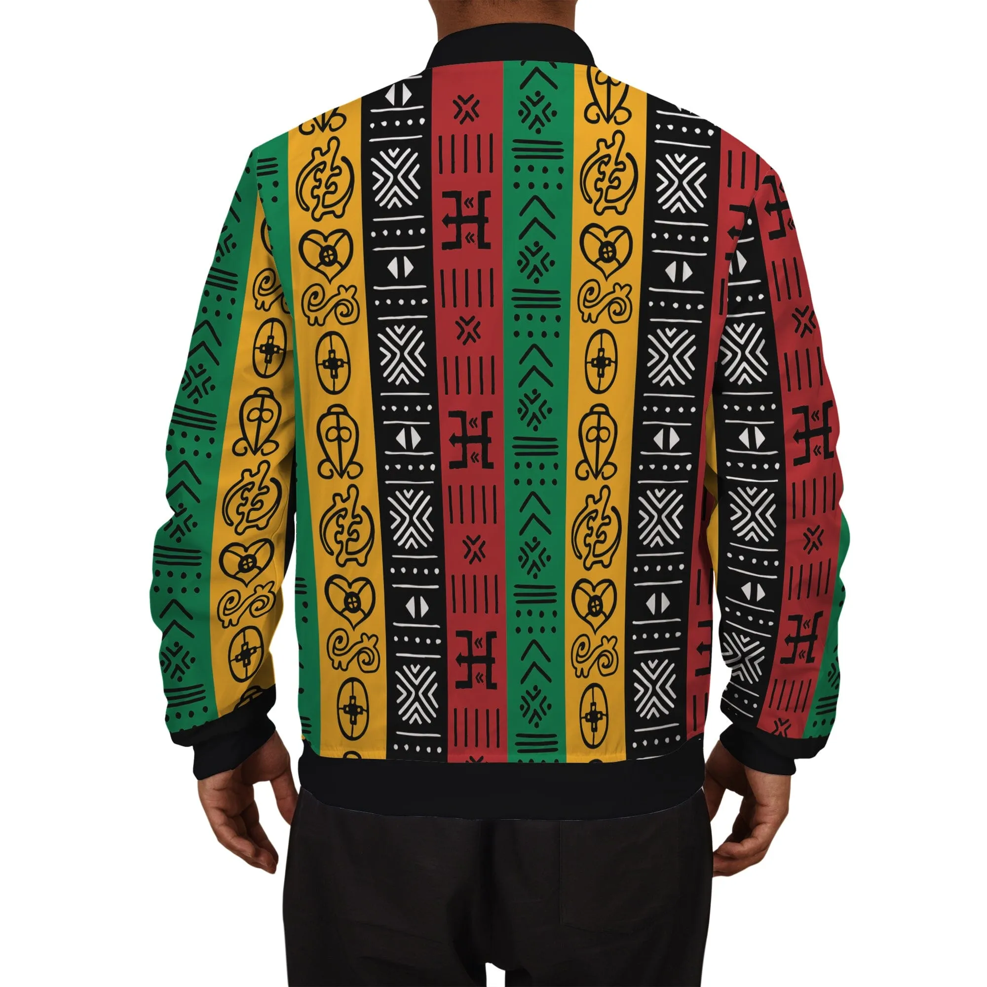 African Symbols in Pan-African Colors Bomber Jacket