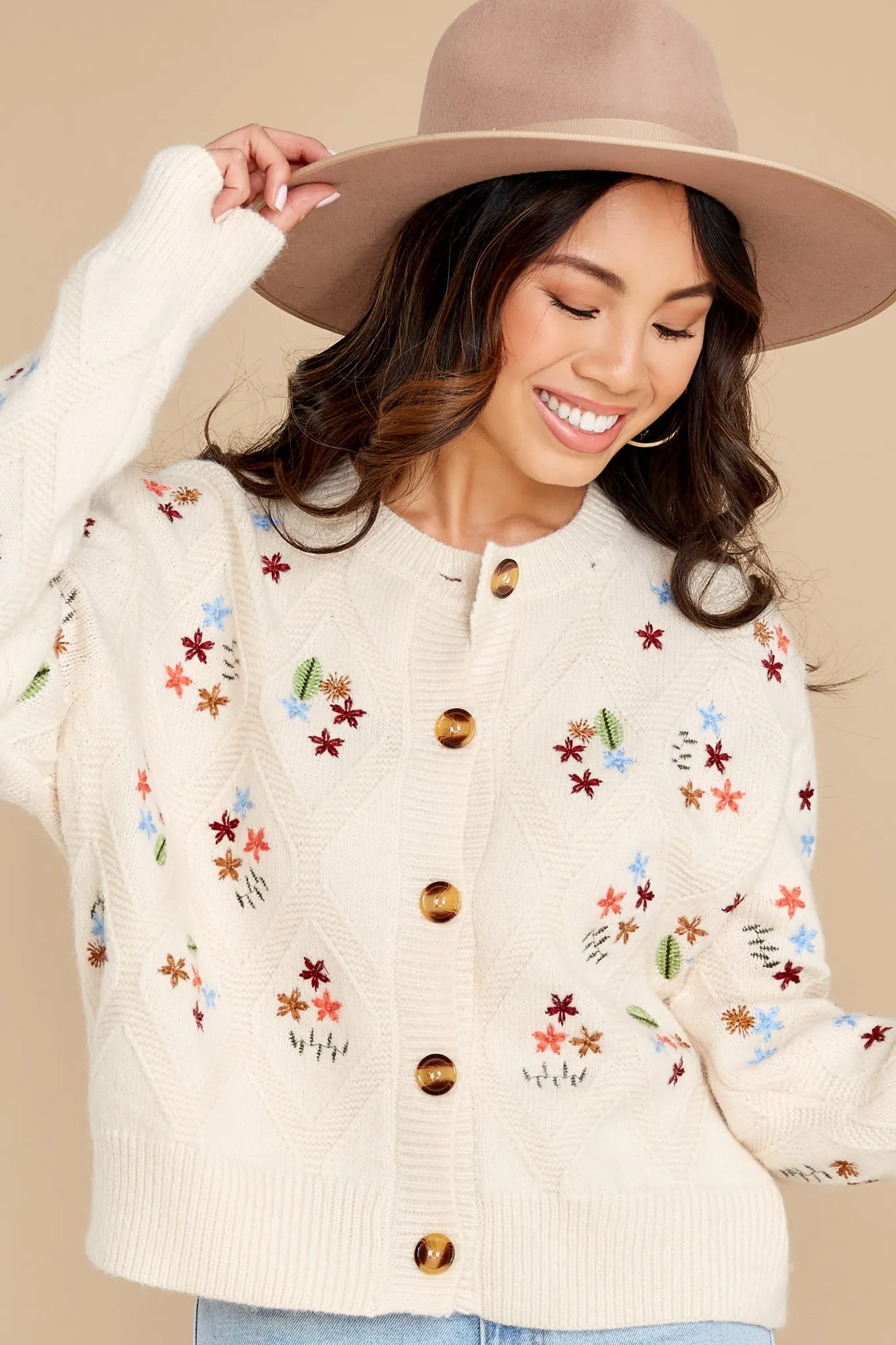 All The Wonder Ivory Embroidered Cardigan