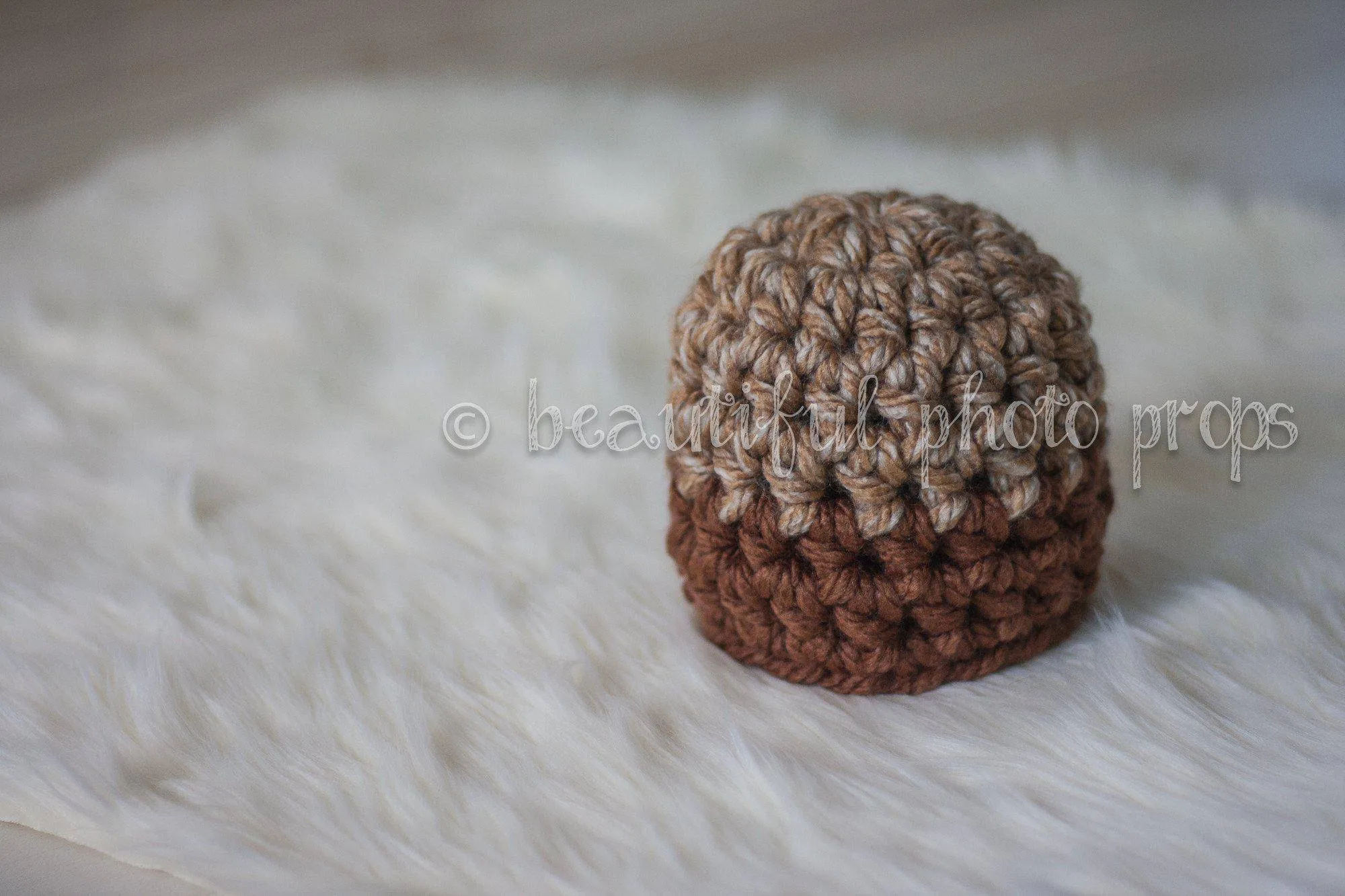 Beige Brown Newborn Striped Hat