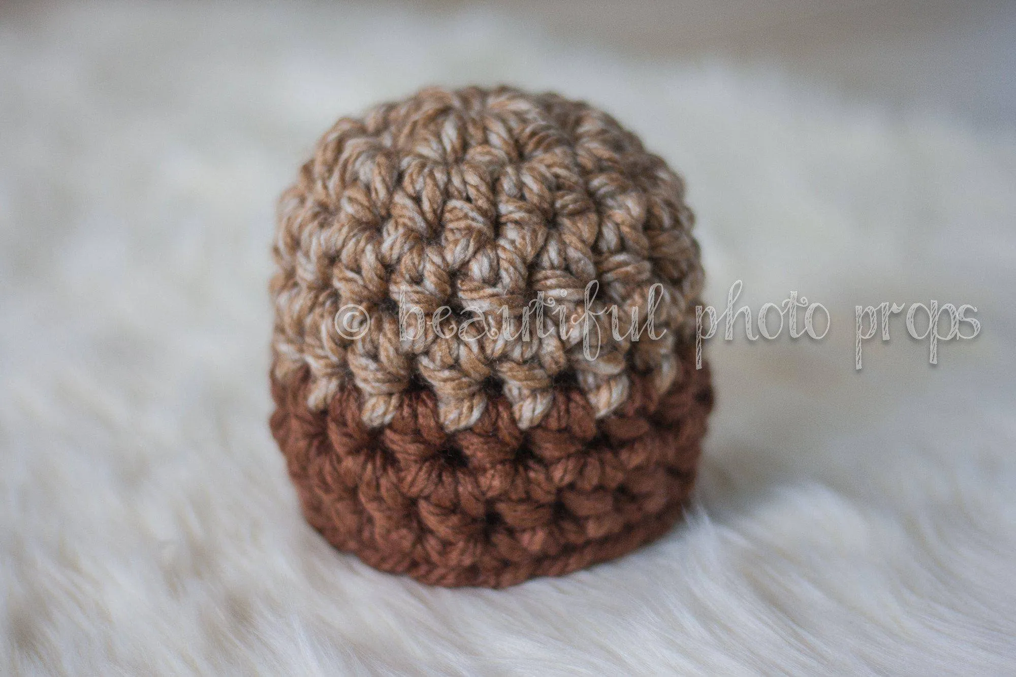 Beige Brown Newborn Striped Hat