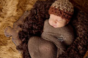 Beige Brown Newborn Striped Hat