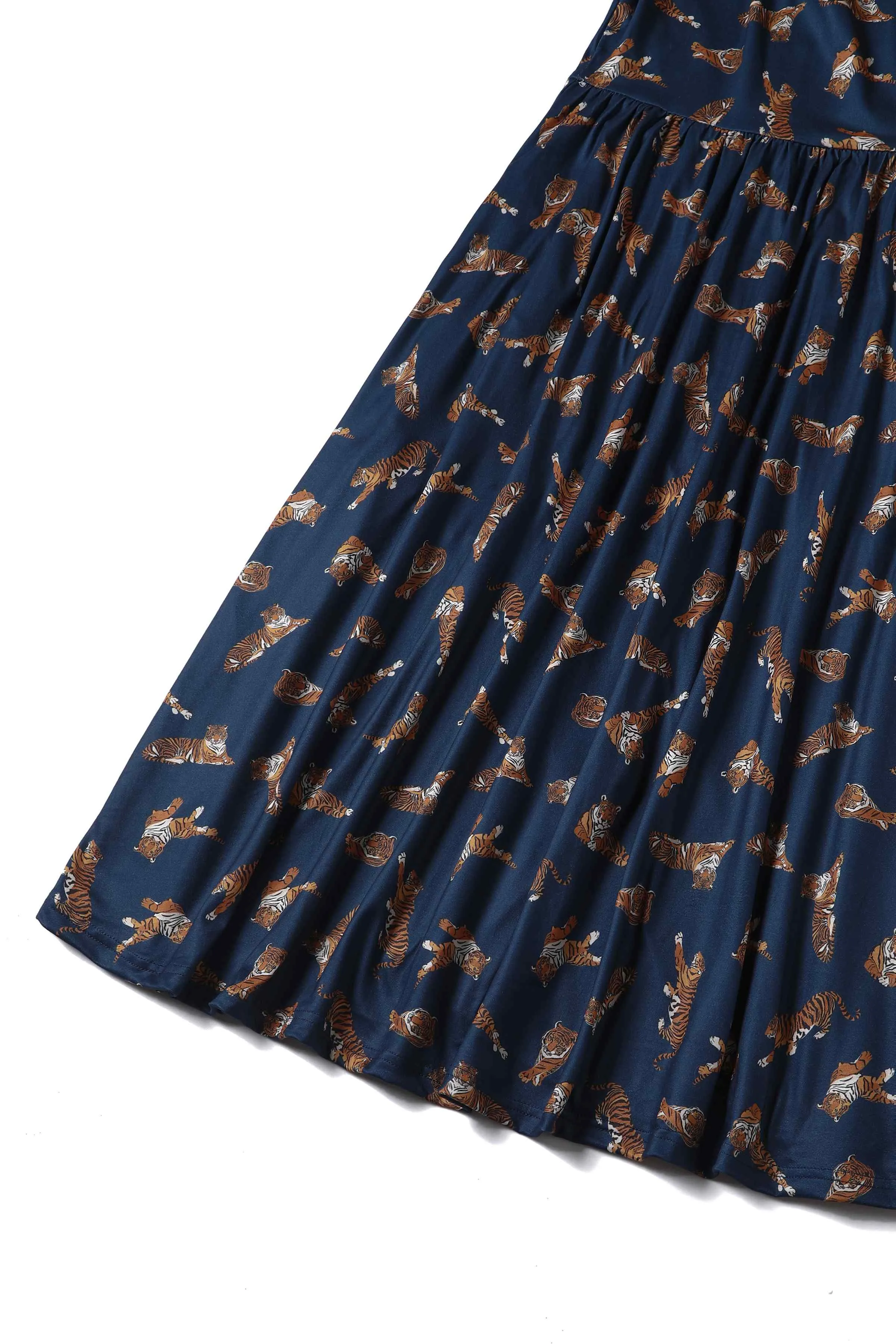 Billie Navy Blue Tiger Print Dress