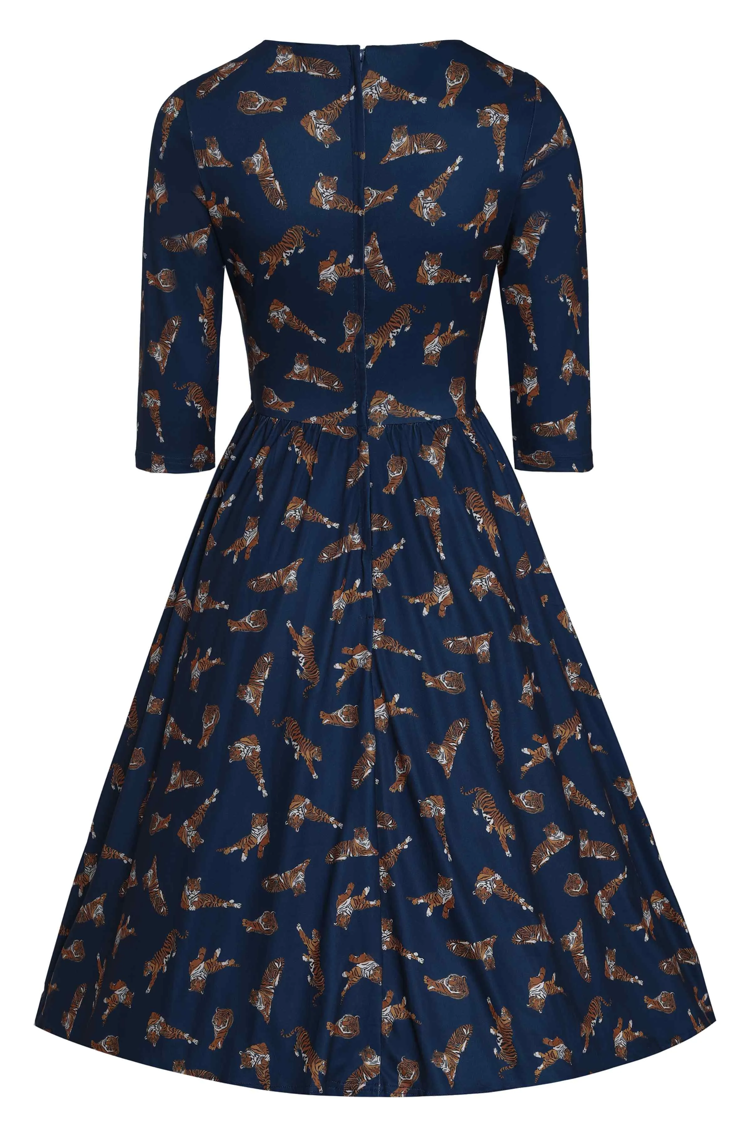 Billie Navy Blue Tiger Print Dress