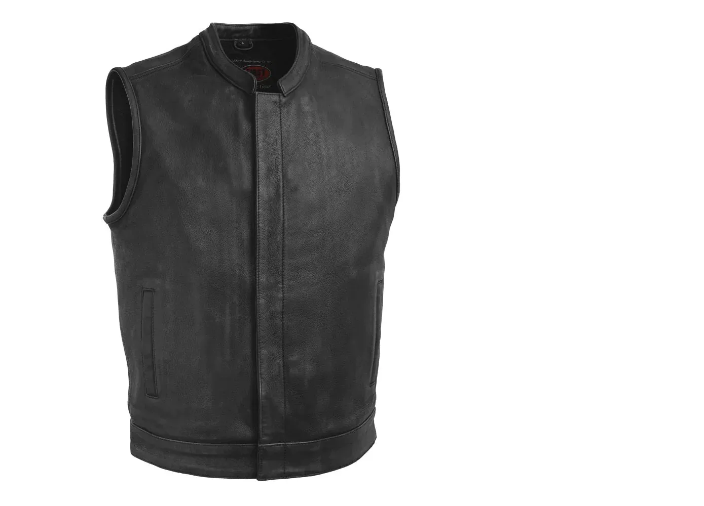 Black FIM621CDL | Top Rocker - Men's Motorcycle Leather Vest