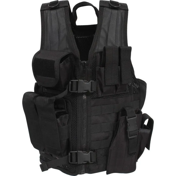 Black - Kids MOLLE Compatible Cross Draw Tactical Vest