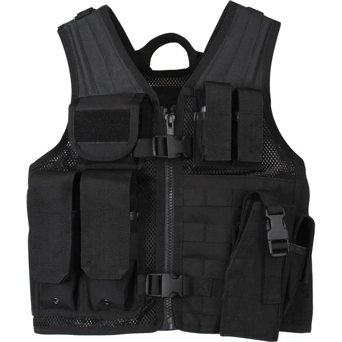 Black - Kids MOLLE Compatible Cross Draw Tactical Vest