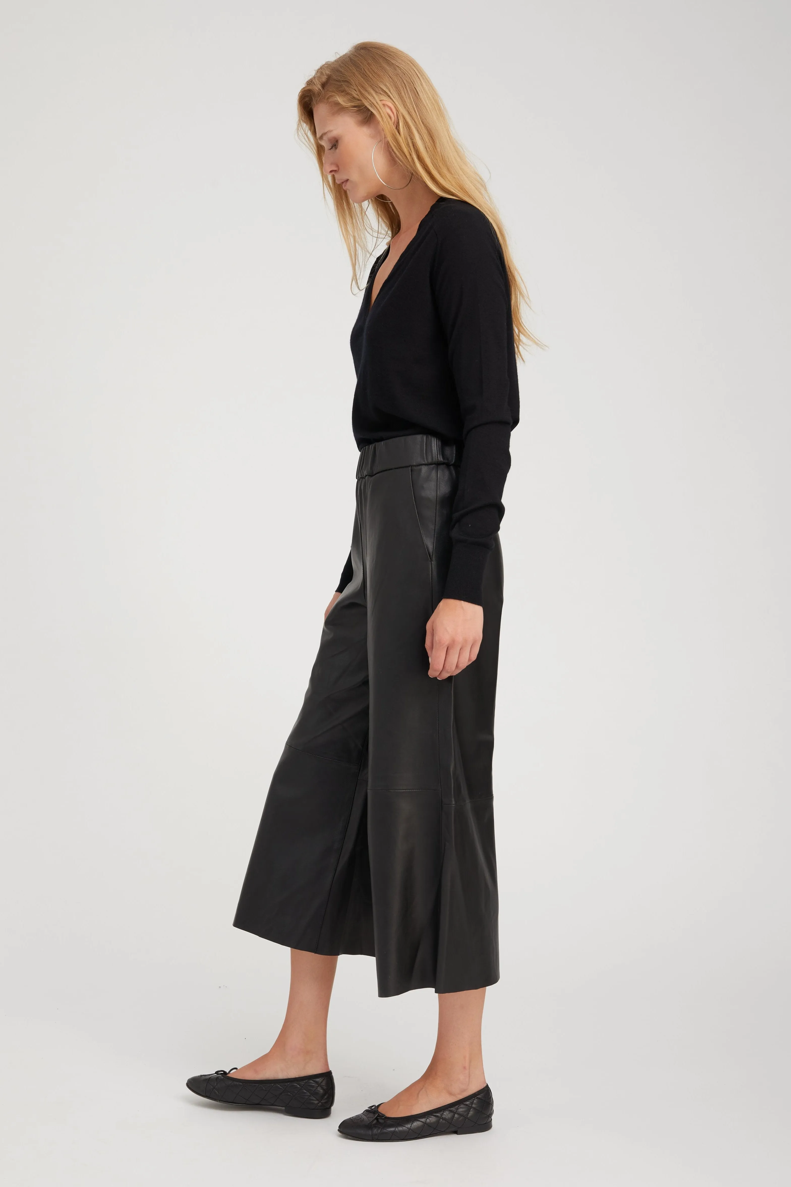 Black Leather Culotte