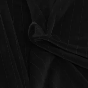 Black Pinstripe Stretch Velvet 2367