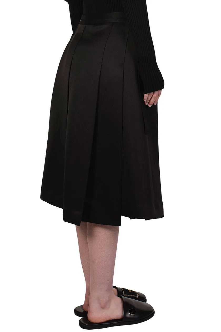 Black Pleated Midi Skirt