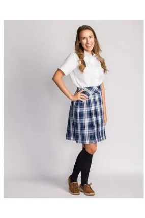 Blue Plaid Mock Wrap Skirt