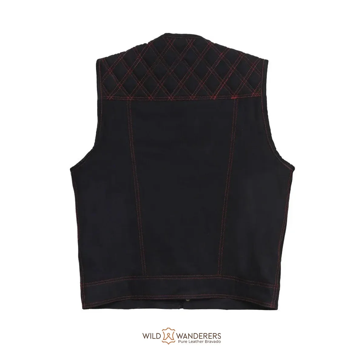 Bold And Durable Black Red Leather Vest