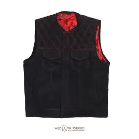 Bold And Durable Black Red Leather Vest