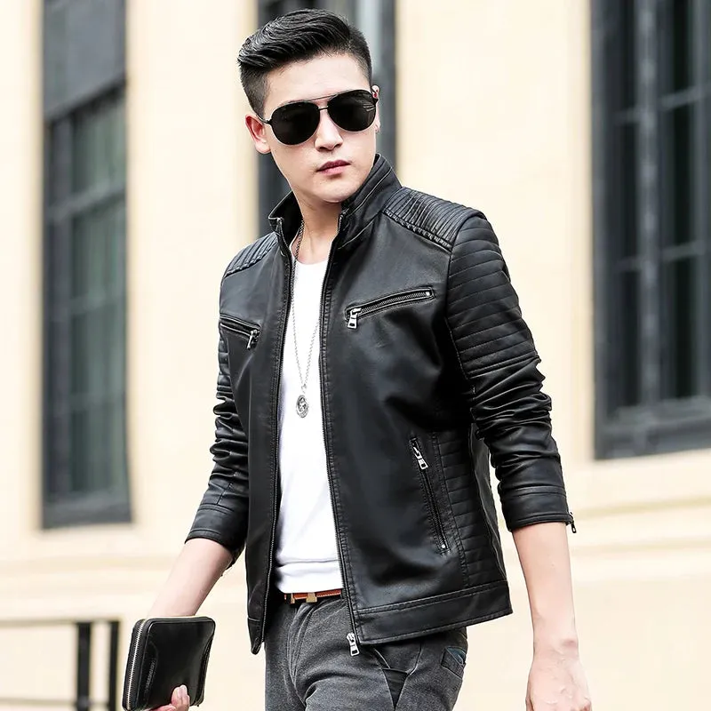 Brand Men's Leather Jacket Coat Men Casual Biker Zipper Jackets Male New Brand Slim Fit Motorcycle Leather Jackets Men