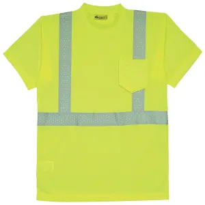 BRIGHT LIME CREW NECK SHORT SLEEVE TEE W/ HI-VIZ TAPE