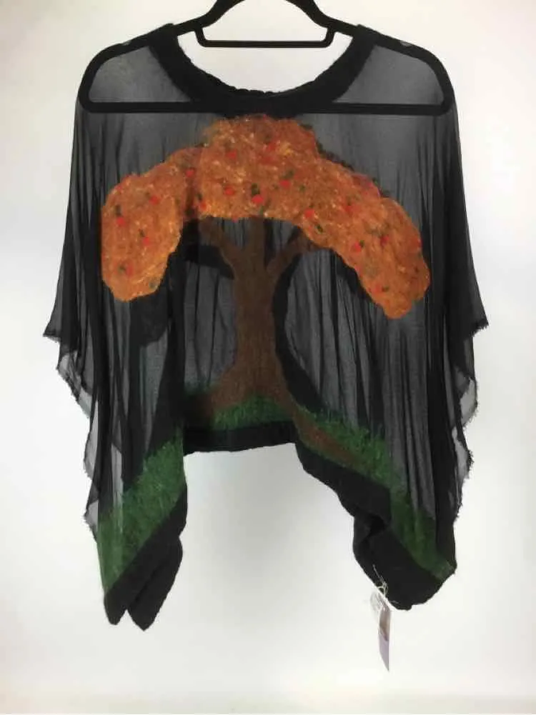 BrisingDesigns Size One Size Black/Orange NWT Felt Tree Handmade Poncho