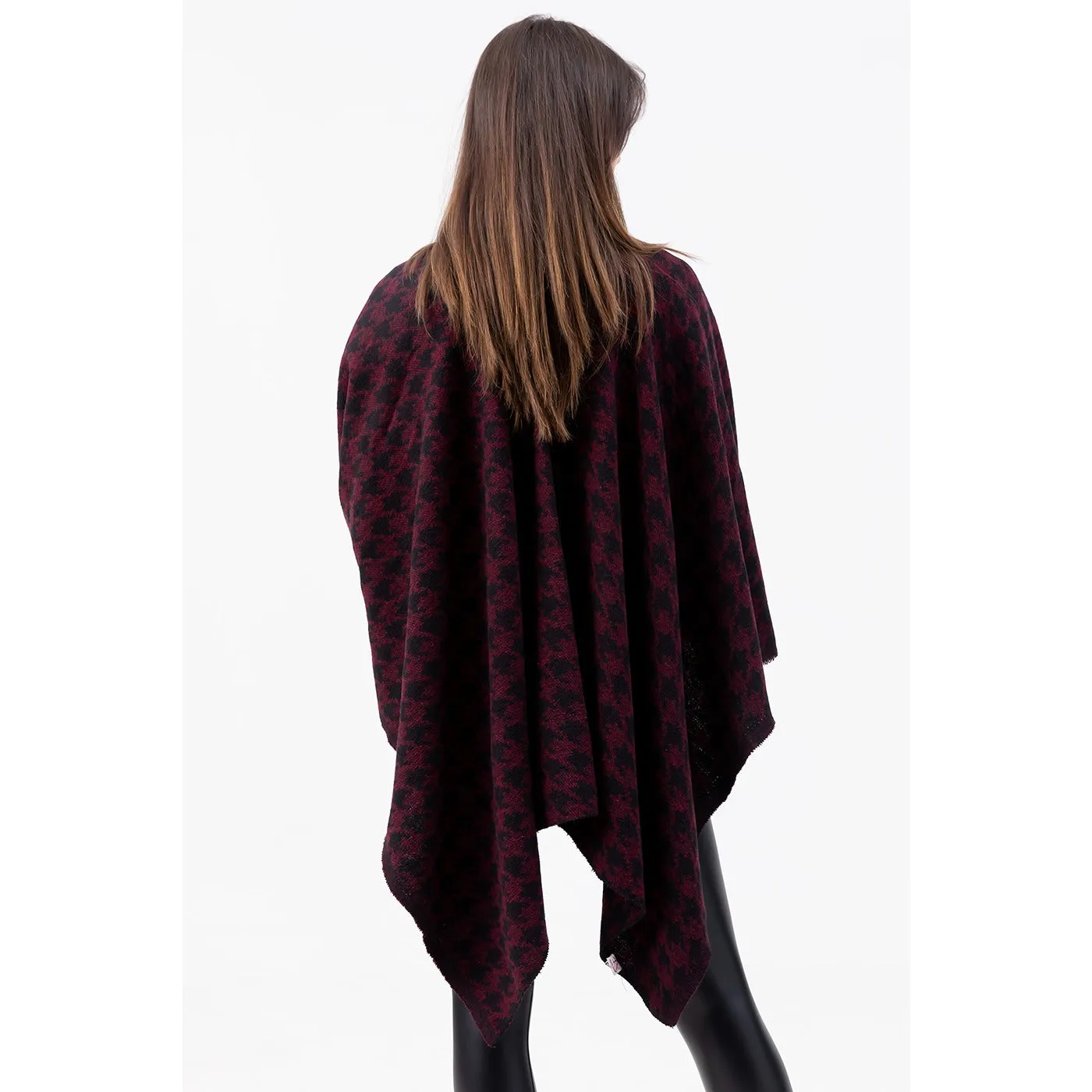 Burgundy Printed Poncho