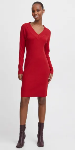 B.Young Ribbed Dress, red