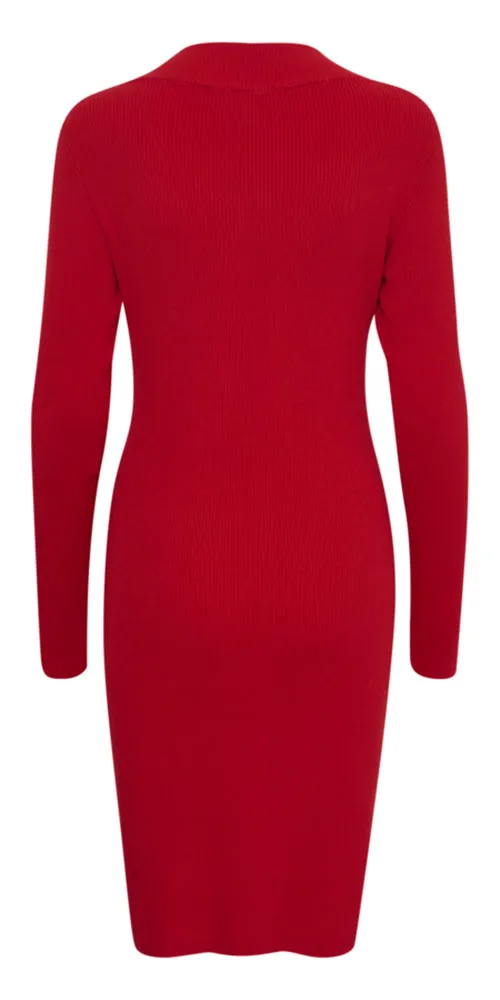 B.Young Ribbed Dress, red