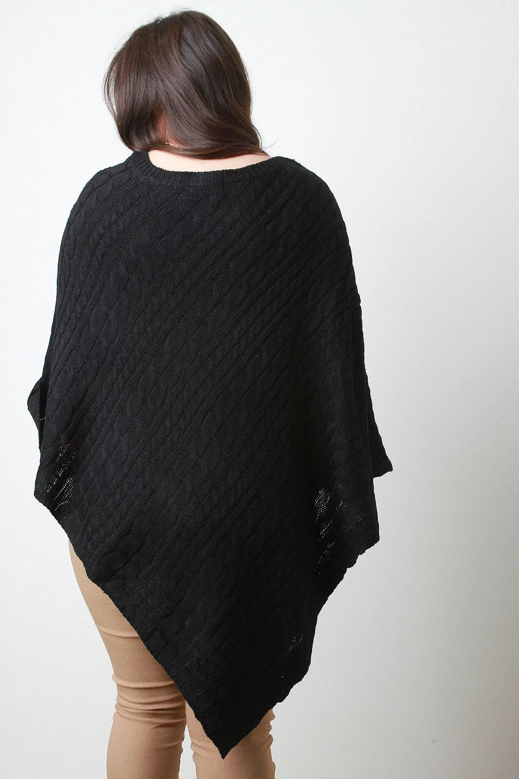 Cable Knit Asymmetrical Poncho