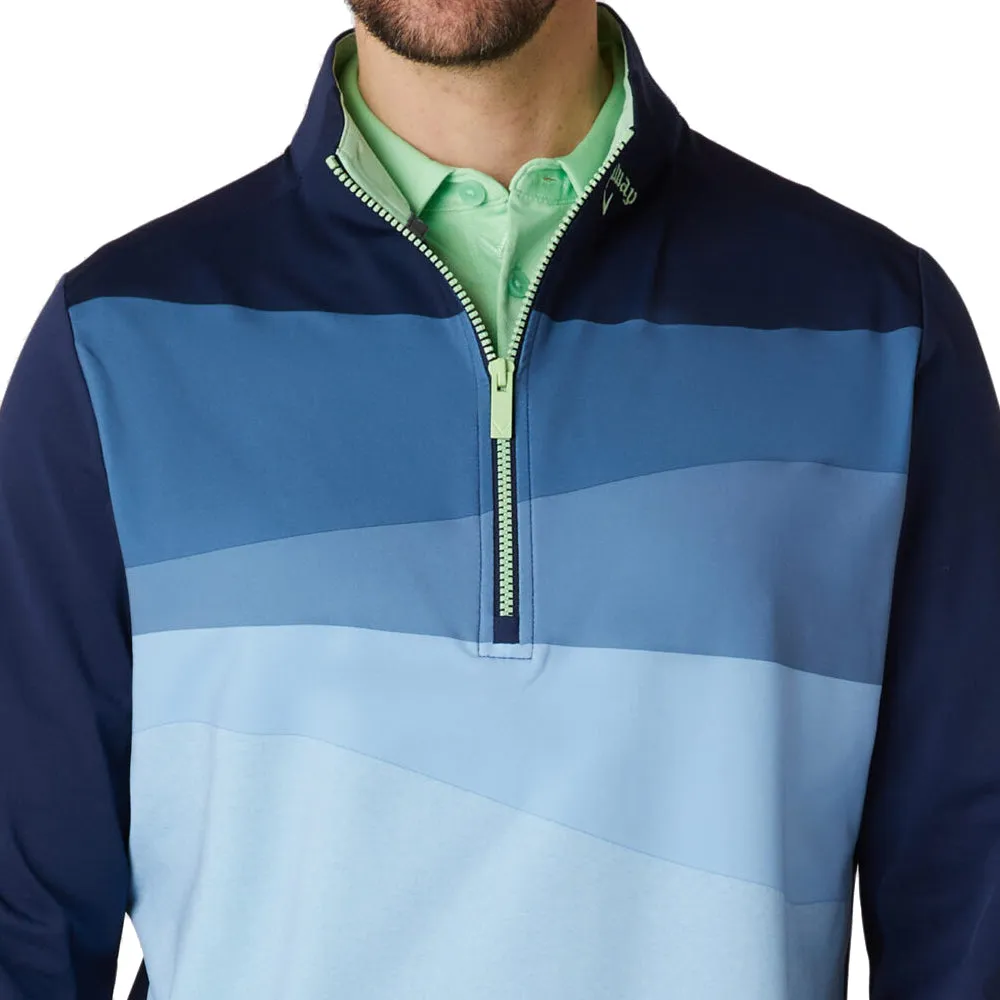 Callaway 1/4 Zip Printed Blocked Pullover - Peacoat