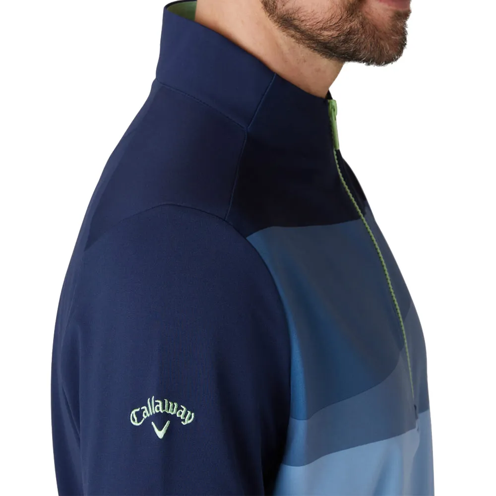 Callaway 1/4 Zip Printed Blocked Pullover - Peacoat