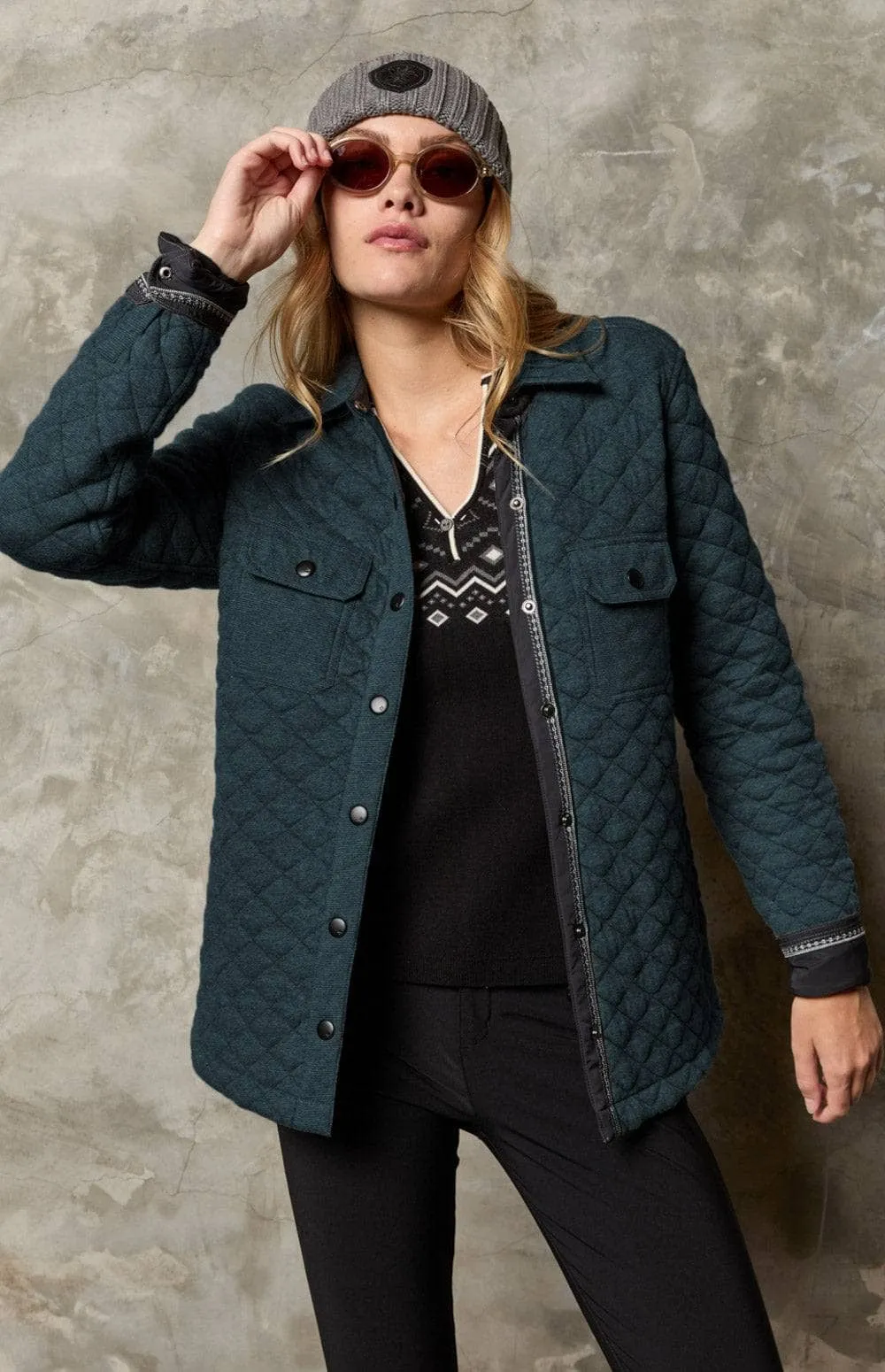 Cambria Shirt Jacket | Heather Blue