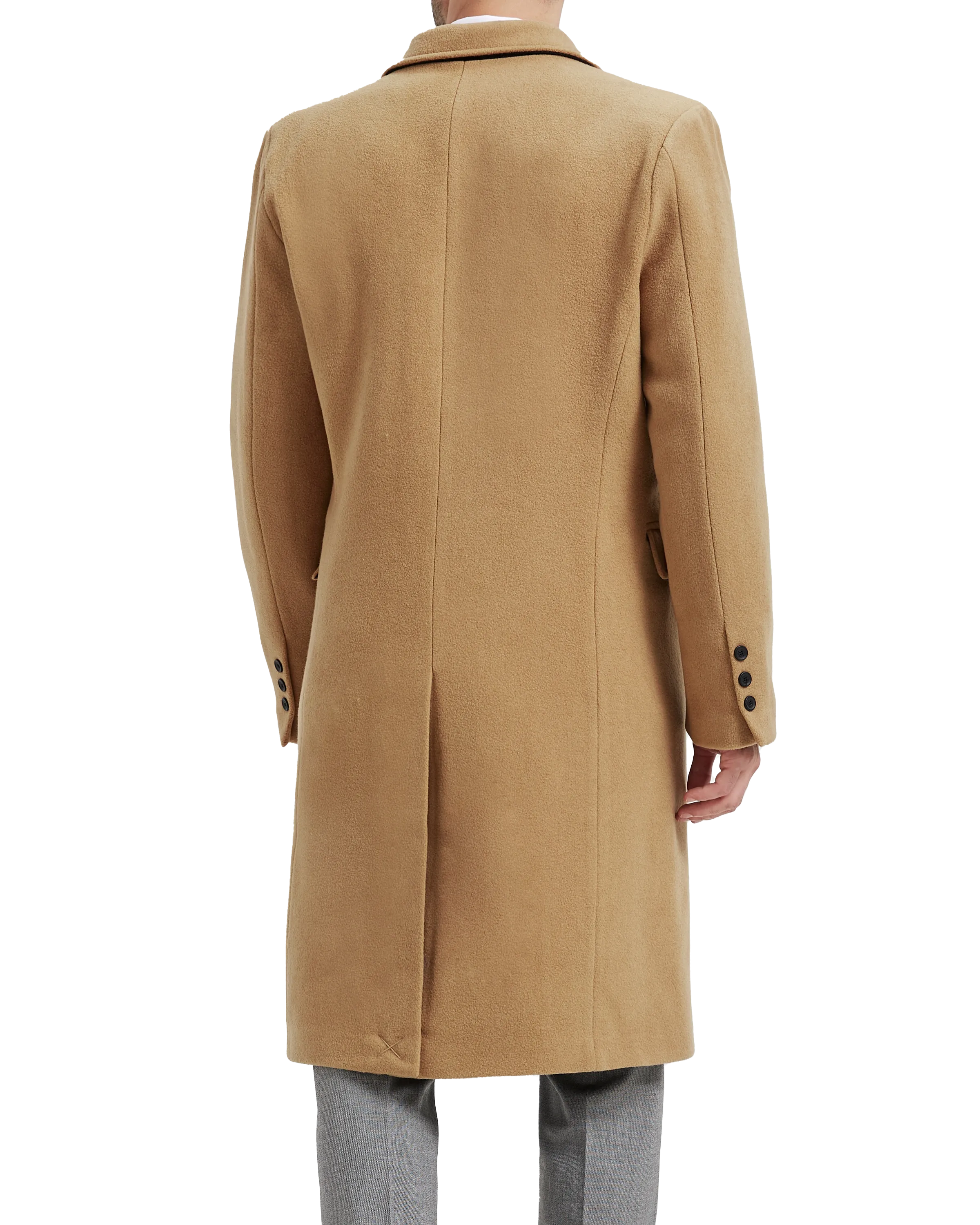 Camel Wool Cashmere Bond Overcoat Black Lining