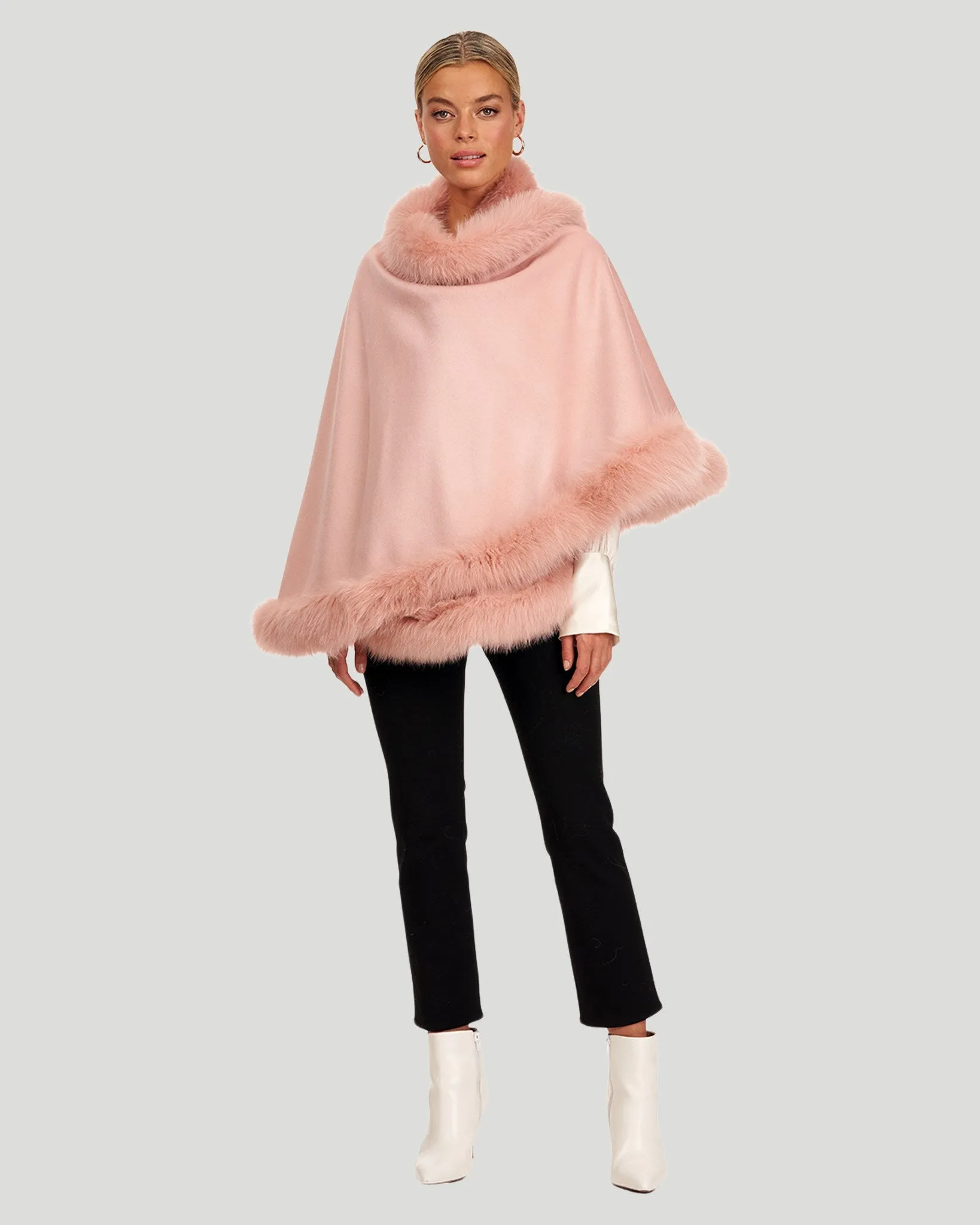 Cashmere Capelet with Shadow Fox Trim