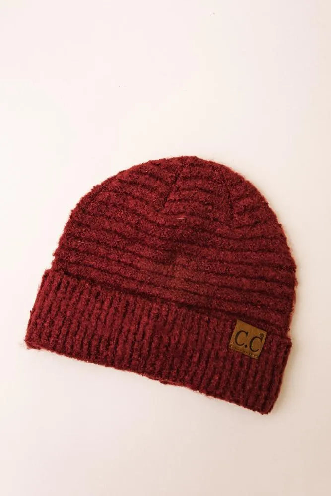 C.C. Ribbed Beanie in Burgundy