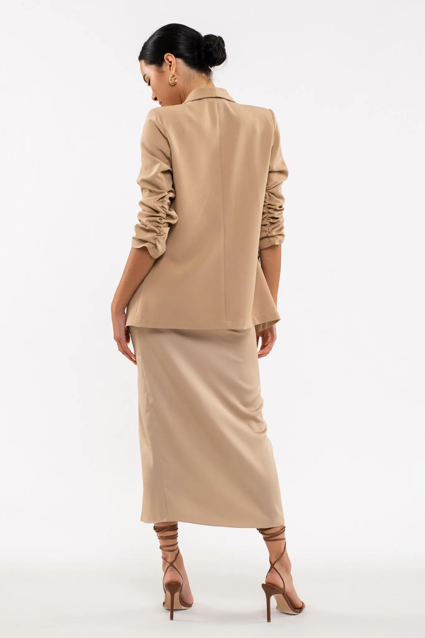 Chiara Rouched Sleeve Blazer- 2 Colors!