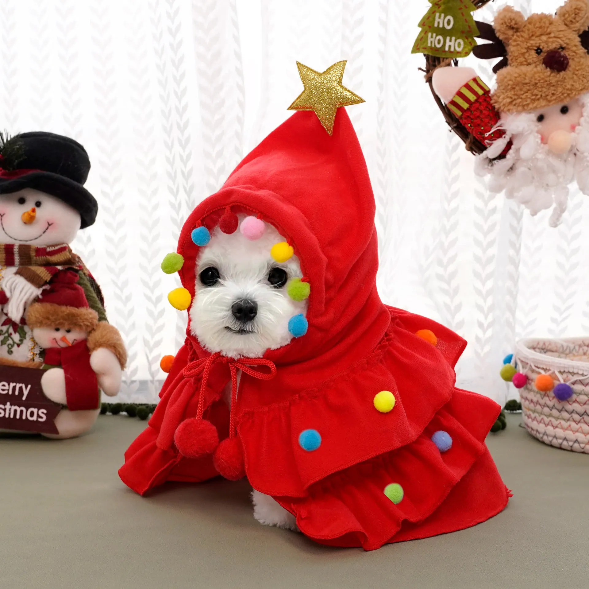 Christmas Pet Cloak Poncho