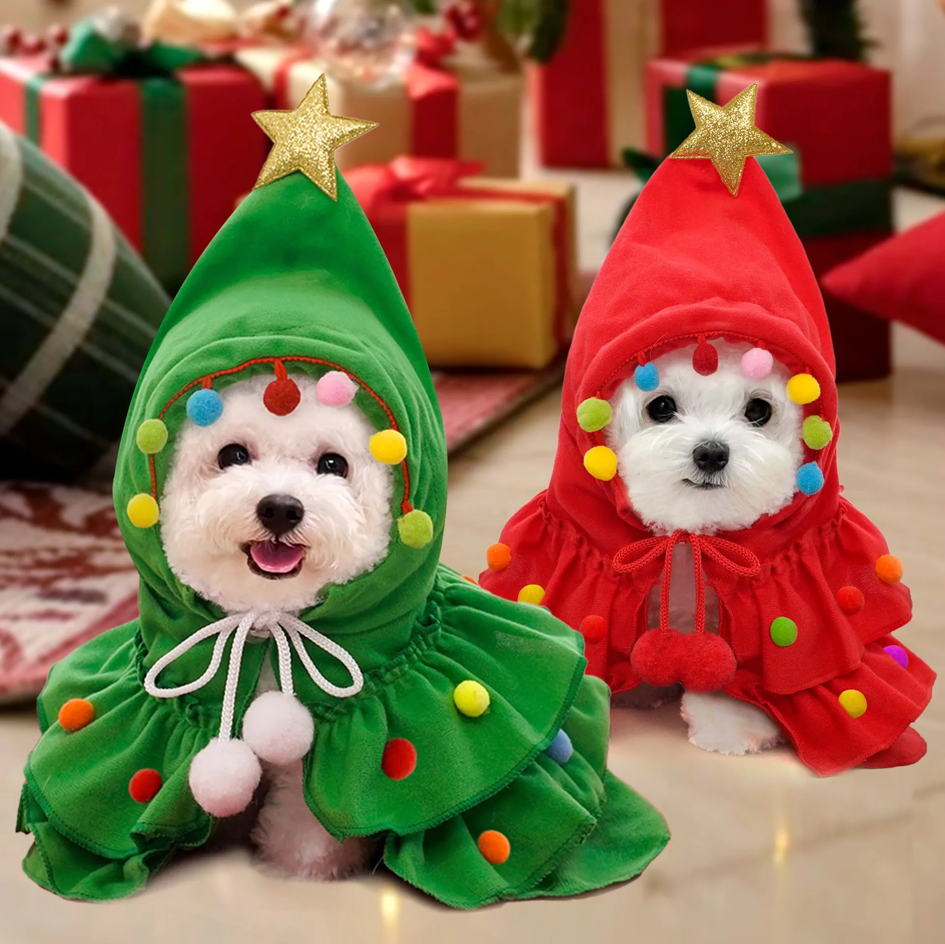 Christmas Pet Cloak Poncho