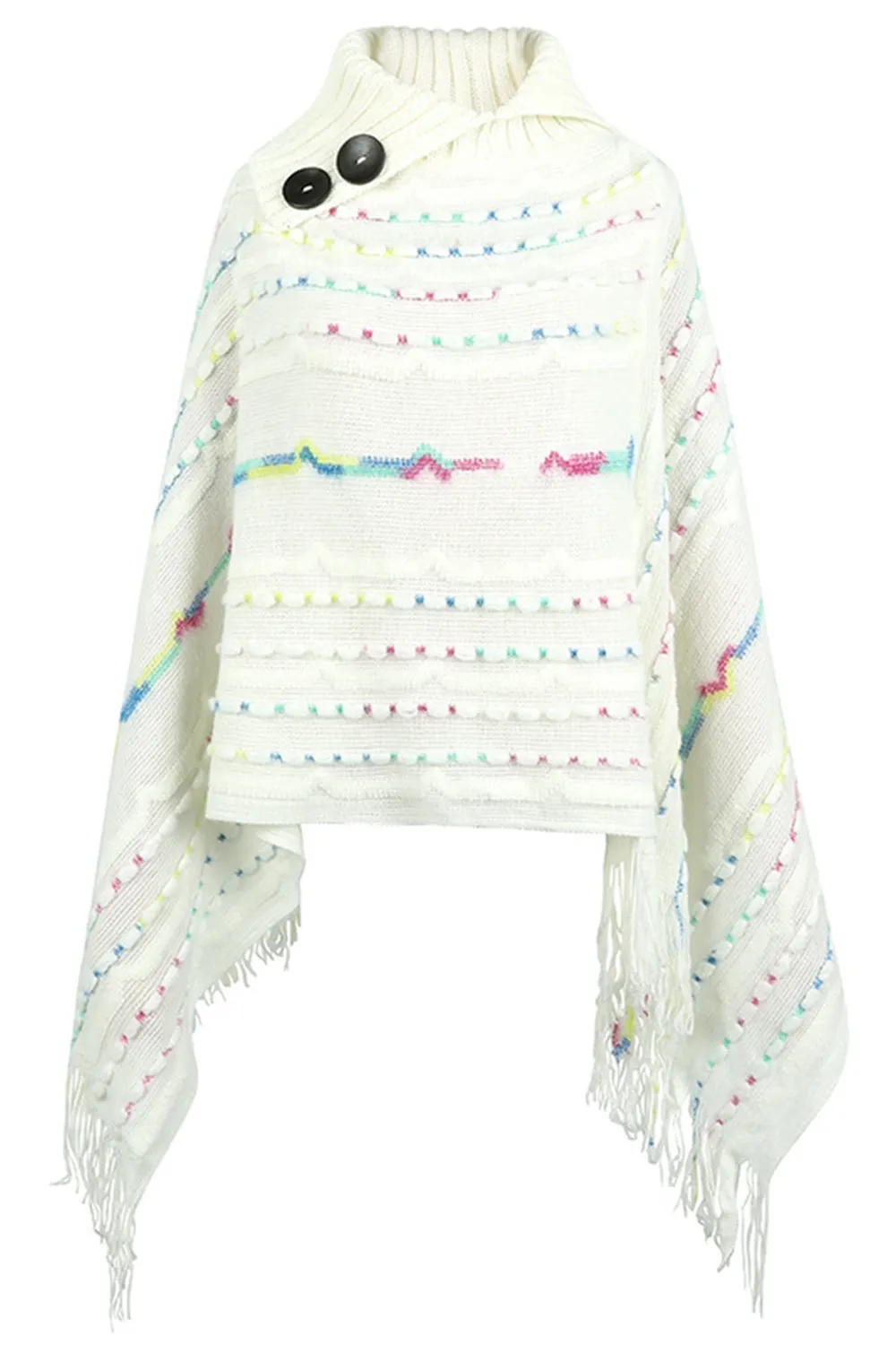 Cloak Sleeve Fringe Detail Poncho