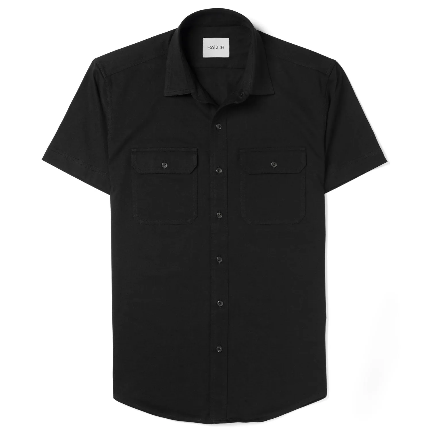 Constructor Knit Utility Short Sleeve Shirt – Black Cotton Jersey