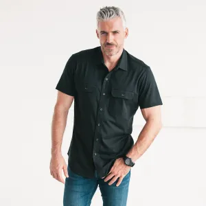 Constructor Knit Utility Short Sleeve Shirt – Black Cotton Jersey