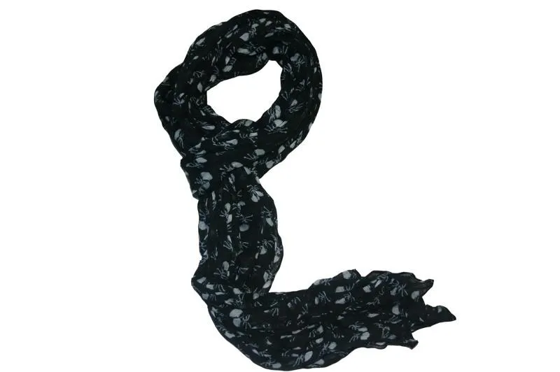 Crinkled Skull and Crossbones Scarf (Various Colours)