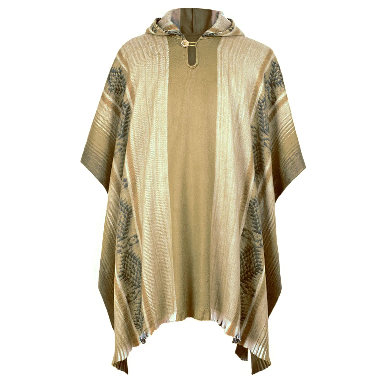 Cunare - Lightweight Baby Alpaca Hooded Poncho - Beige - Unisex