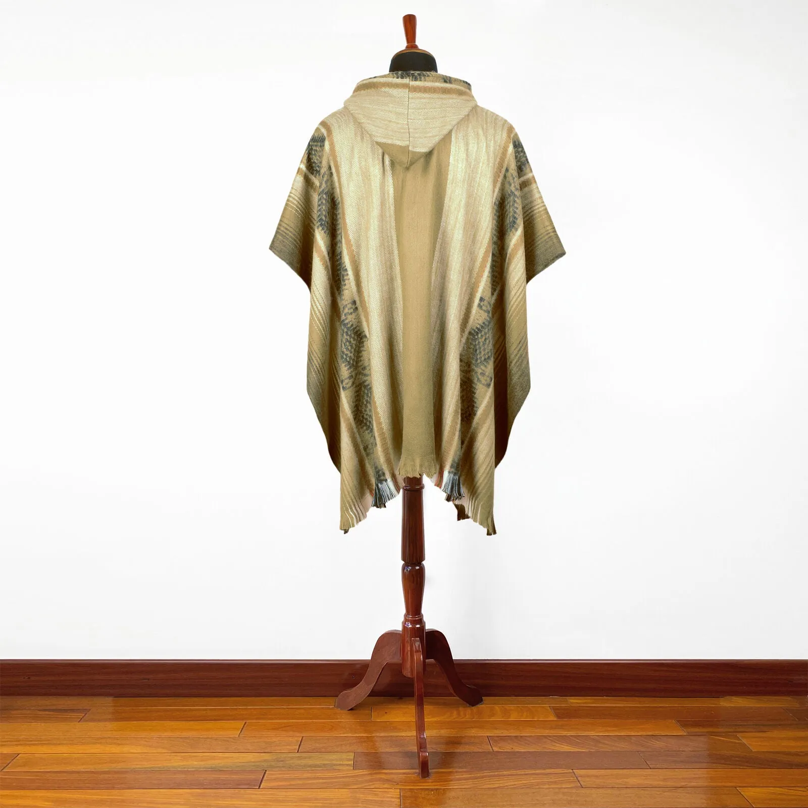 Cunare - Lightweight Baby Alpaca Hooded Poncho - Beige - Unisex