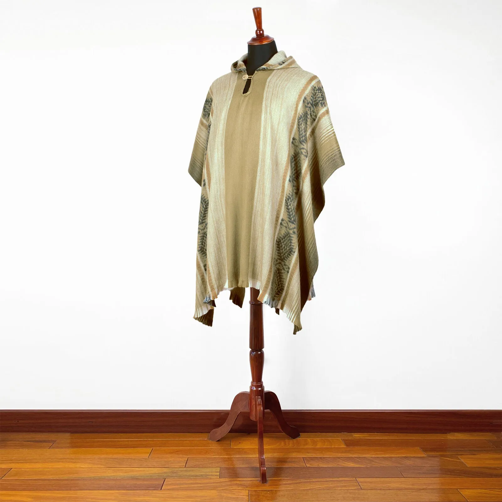 Cunare - Lightweight Baby Alpaca Hooded Poncho - Beige - Unisex