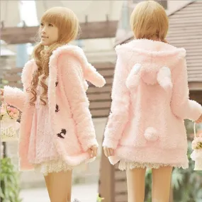 Cute Rabbit Ears Plush Coat AD0144