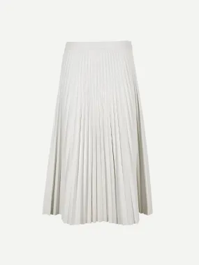 Daphne Faux Leather Pleated Skirt in Off White