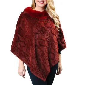 Delilah Poncho - Merlot Faux Fur