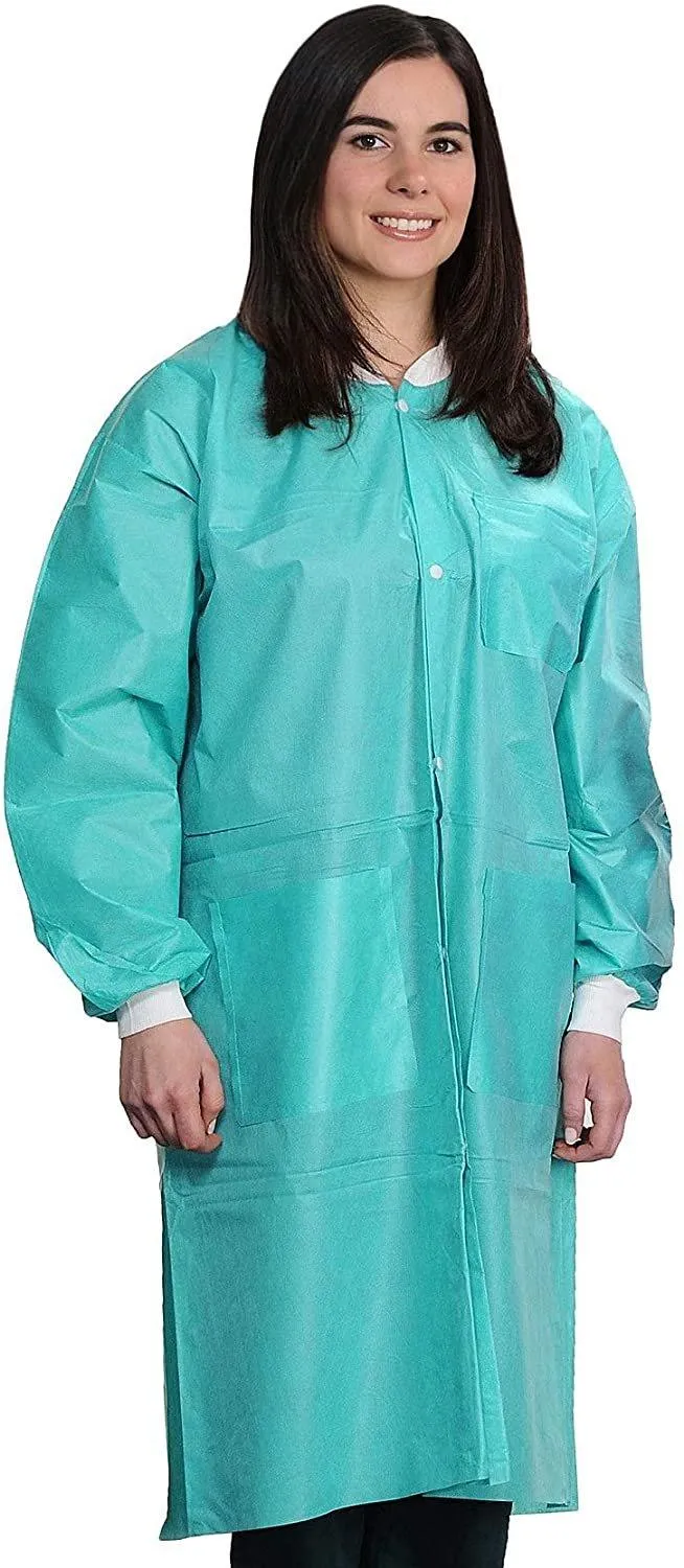 Disposable Gowns Medical Lab Coats Medium. Pack of 10 Teal Adult