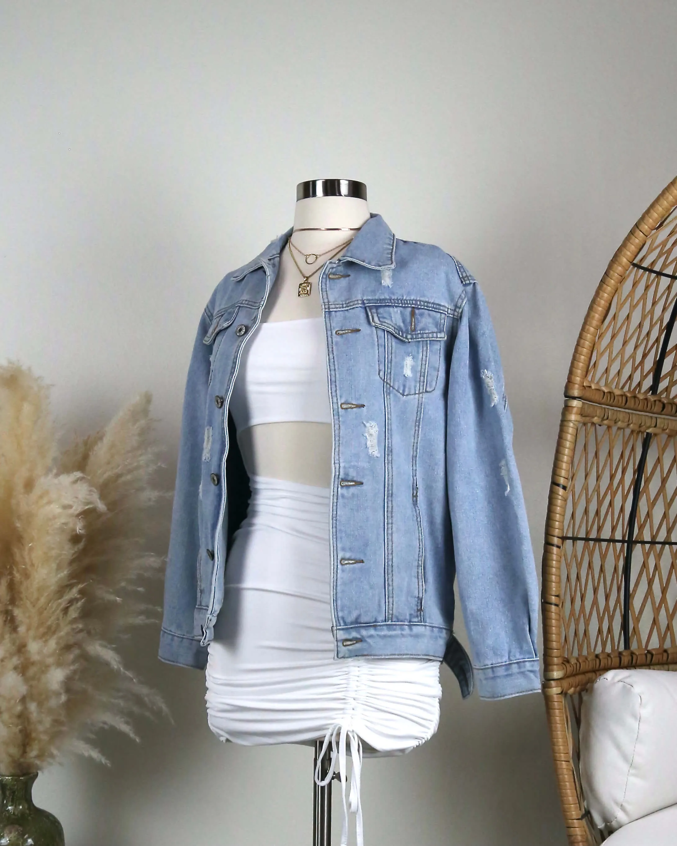 Distressed Denim Trucker Jacket